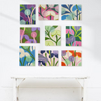 Mini Tsubasa Orchid and Allium Cream Light Green Acrylic Painting