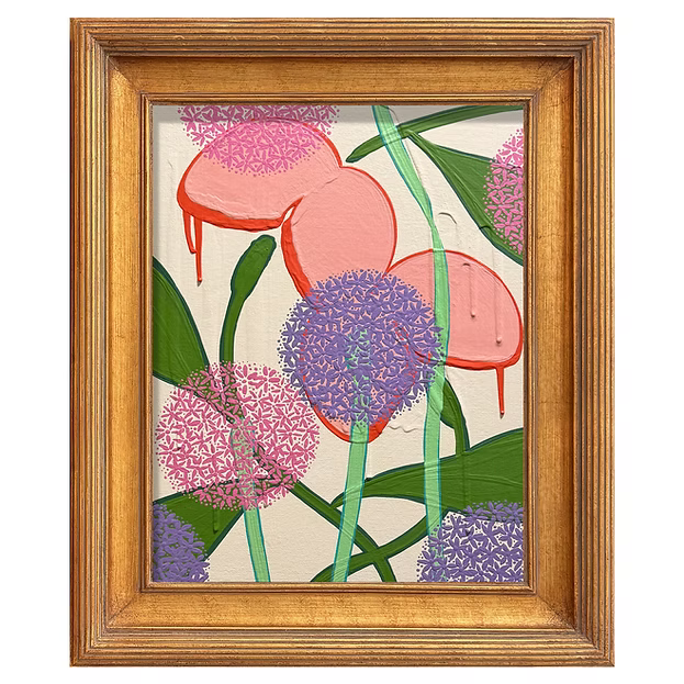 Mini Tsubasa Orchid and Allium Cream Blush Acrylic Painting