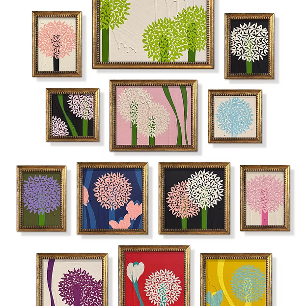 Mini Allium Pink Light Pink Acrylic Painting