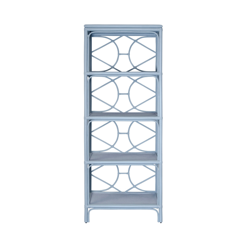 Decorative Back Etagere in Rattan Painted Light Blue
