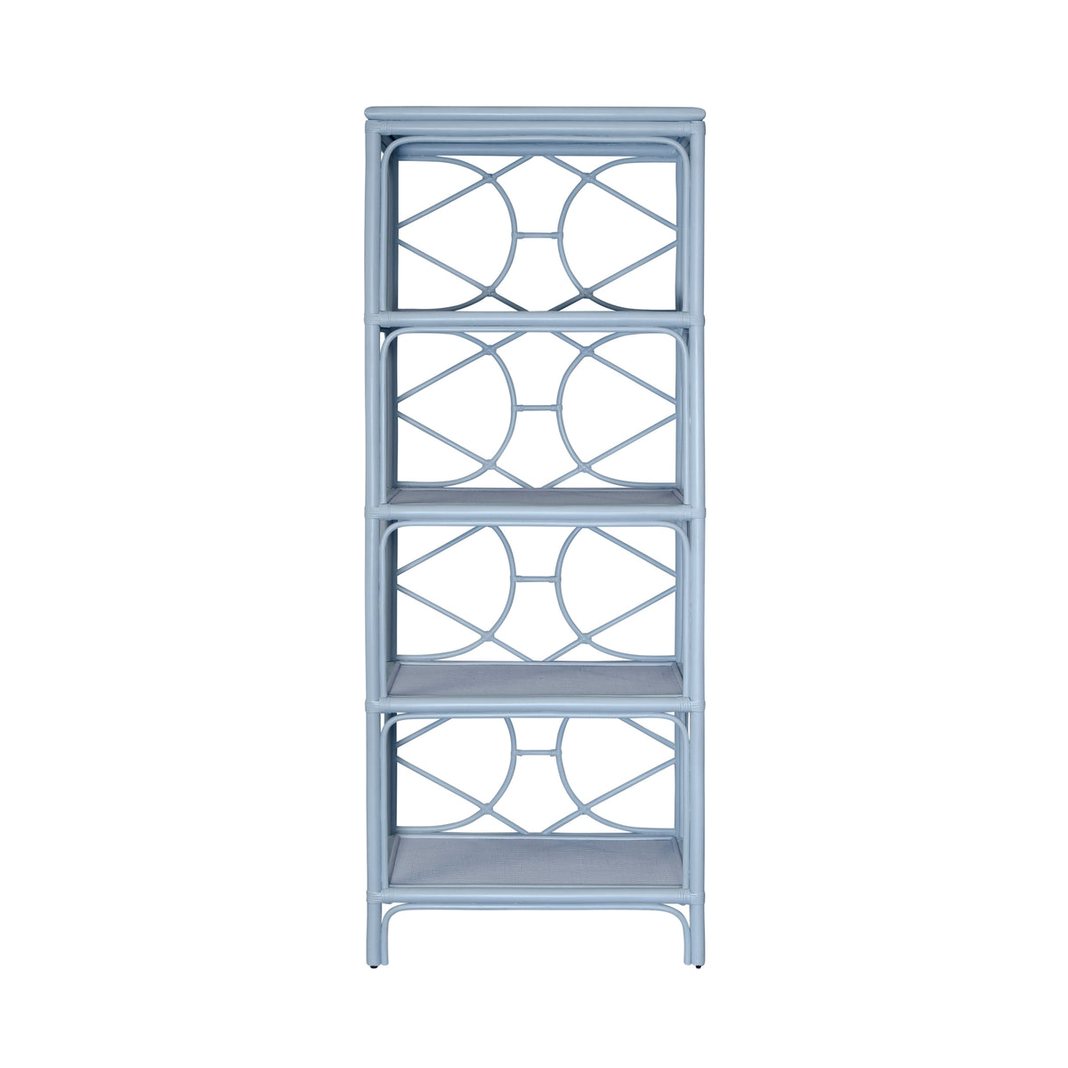 Decorative Back Etagere in Rattan Painted Light Blue