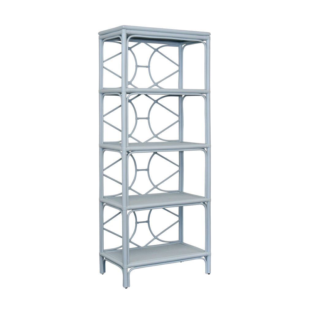 Decorative Back Etagere in Rattan Painted Light Blue