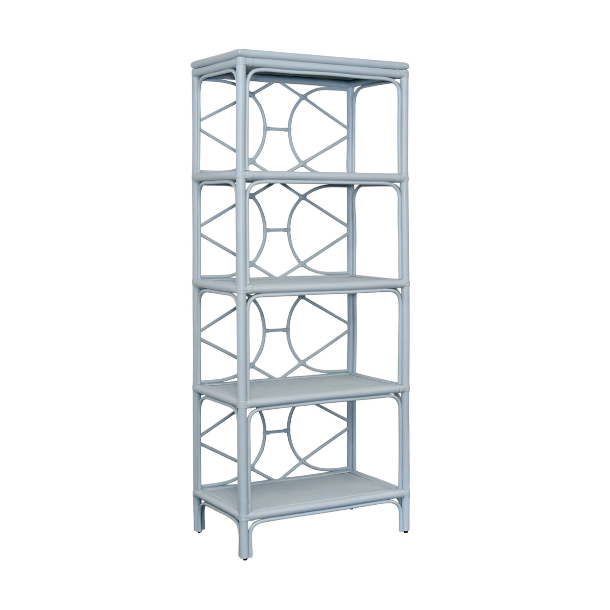 Decorative Back Etagere in Rattan Painted Light Blue
