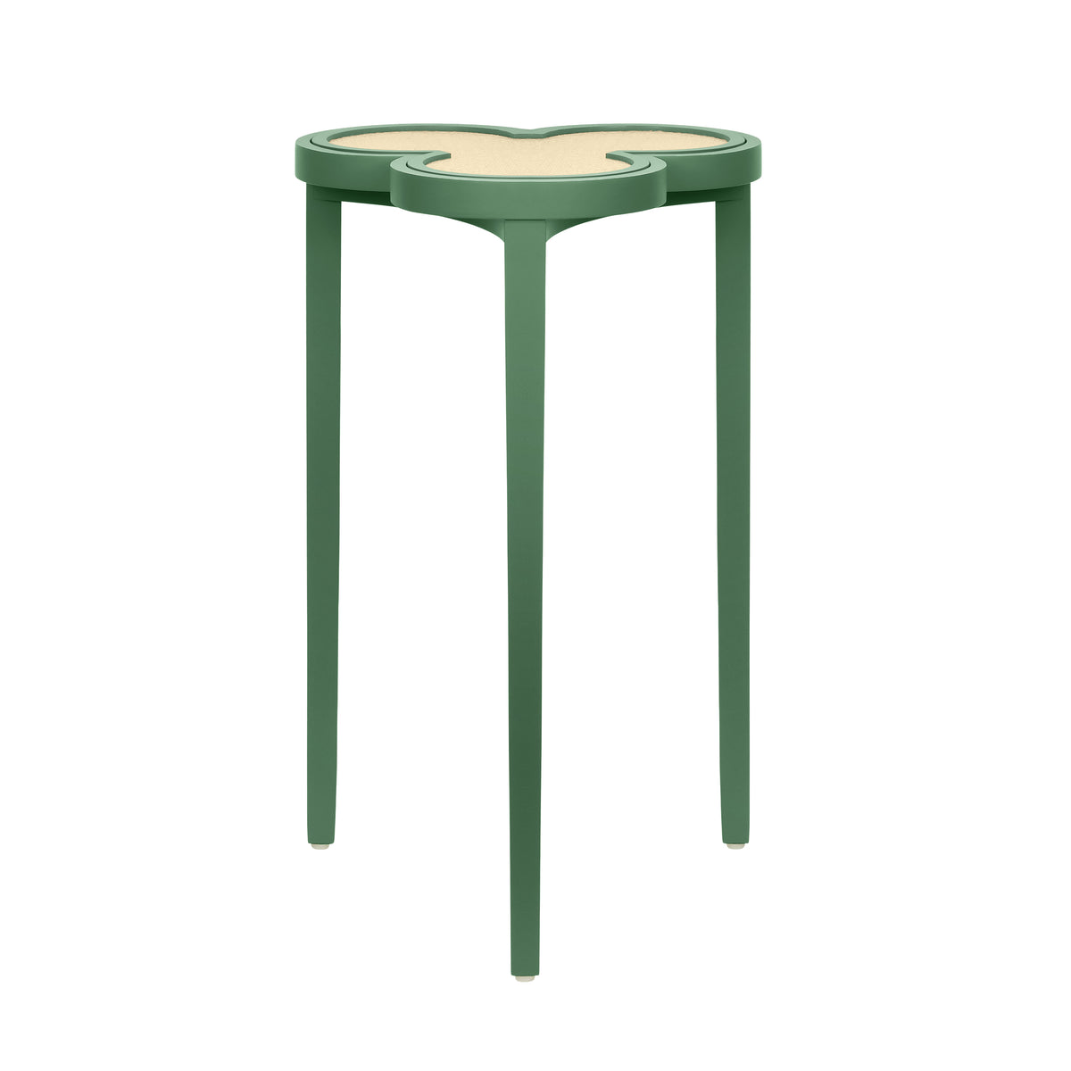 Clover Cigar Table with Reversible Lacquer and Natural Grasscloth Top in Matte Green Lacquer