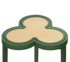 Clover Cigar Table with Reversible Lacquer and Natural Grasscloth Top in Matte Green Lacquer
