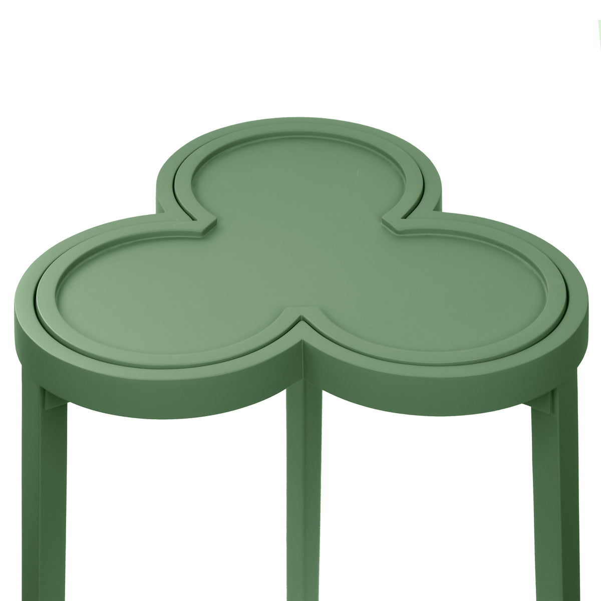 Clover Cigar Table with Reversible Lacquer and Natural Grasscloth Top in Matte Green Lacquer