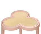Clover Cigar Table with Reversible Lacquer and Natural Grasscloth Top in Matte Pink Lacquer