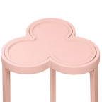 Clover Cigar Table with Reversible Lacquer and Natural Grasscloth Top in Matte Pink Lacquer