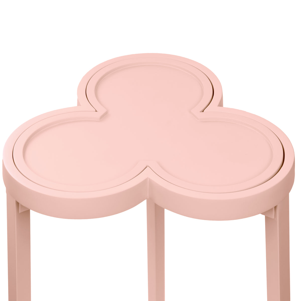 Clover Cigar Table with Reversible Lacquer and Natural Grasscloth Top in Matte Pink Lacquer