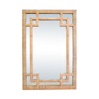 Greek Key Design Mirror in Wrapped Natural Rattan