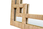 Greek Key Design Mirror in Wrapped Natural Rattan