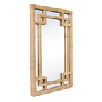 Greek Key Design Mirror in Wrapped Natural Rattan
