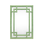 Greek Key Design Mirror in Wrapped Rattan in Sage Green
