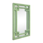 Greek Key Design Mirror in Wrapped Rattan in Sage Green