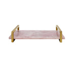 Pink Quartz Tray with Brass Handles