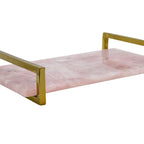 Pink Quartz Tray with Brass Handles