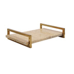 Travertine Marble Tray with Brass Handles