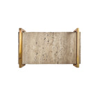 Travertine Marble Tray with Brass Handles