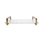 White Quartz Tray with Brass Handles