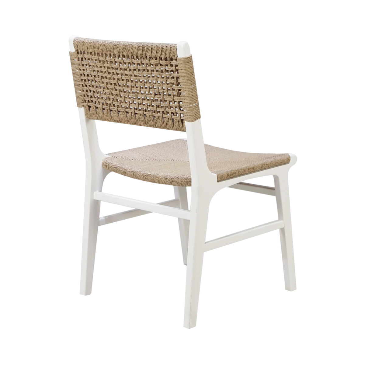 Rattan Wrapped Dining Chair in Matte White Lacquer