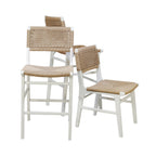 Rattan Wrapped Dining Chair in Matte White Lacquer