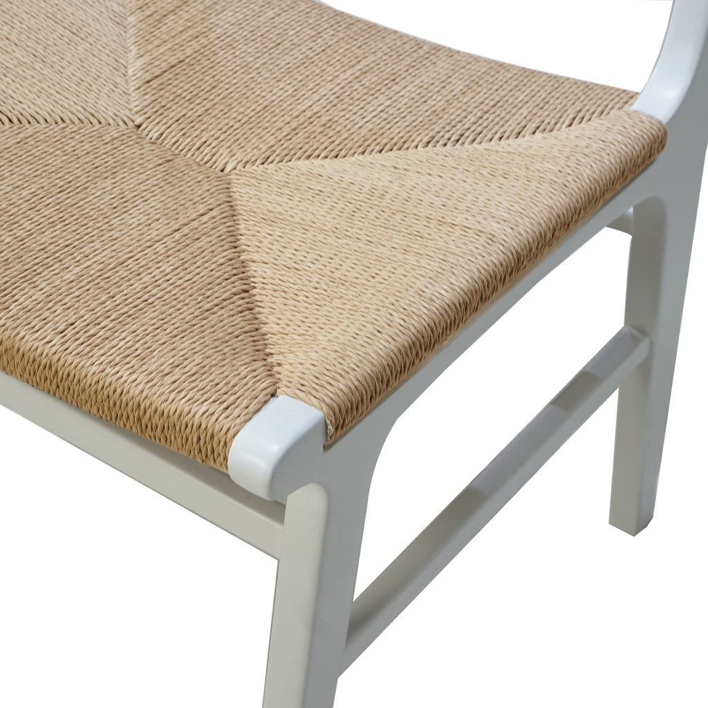 Rattan Wrapped Dining Chair in Matte White Lacquer