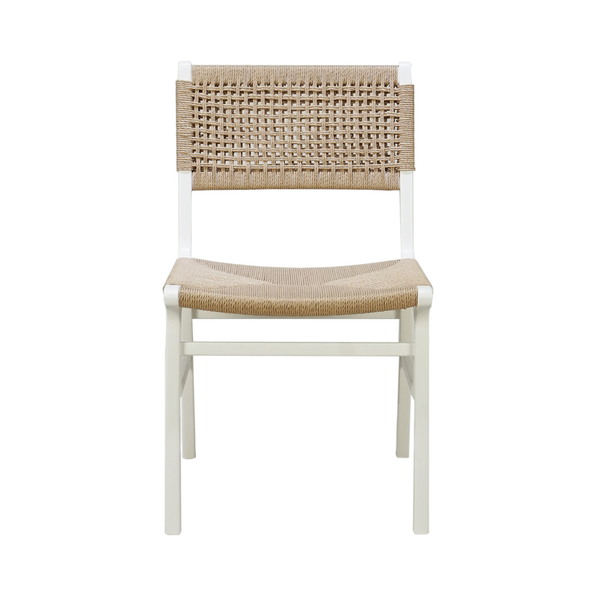 Rattan Wrapped Dining Chair in Matte White Lacquer