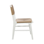 Rattan Wrapped Dining Chair in Matte White Lacquer