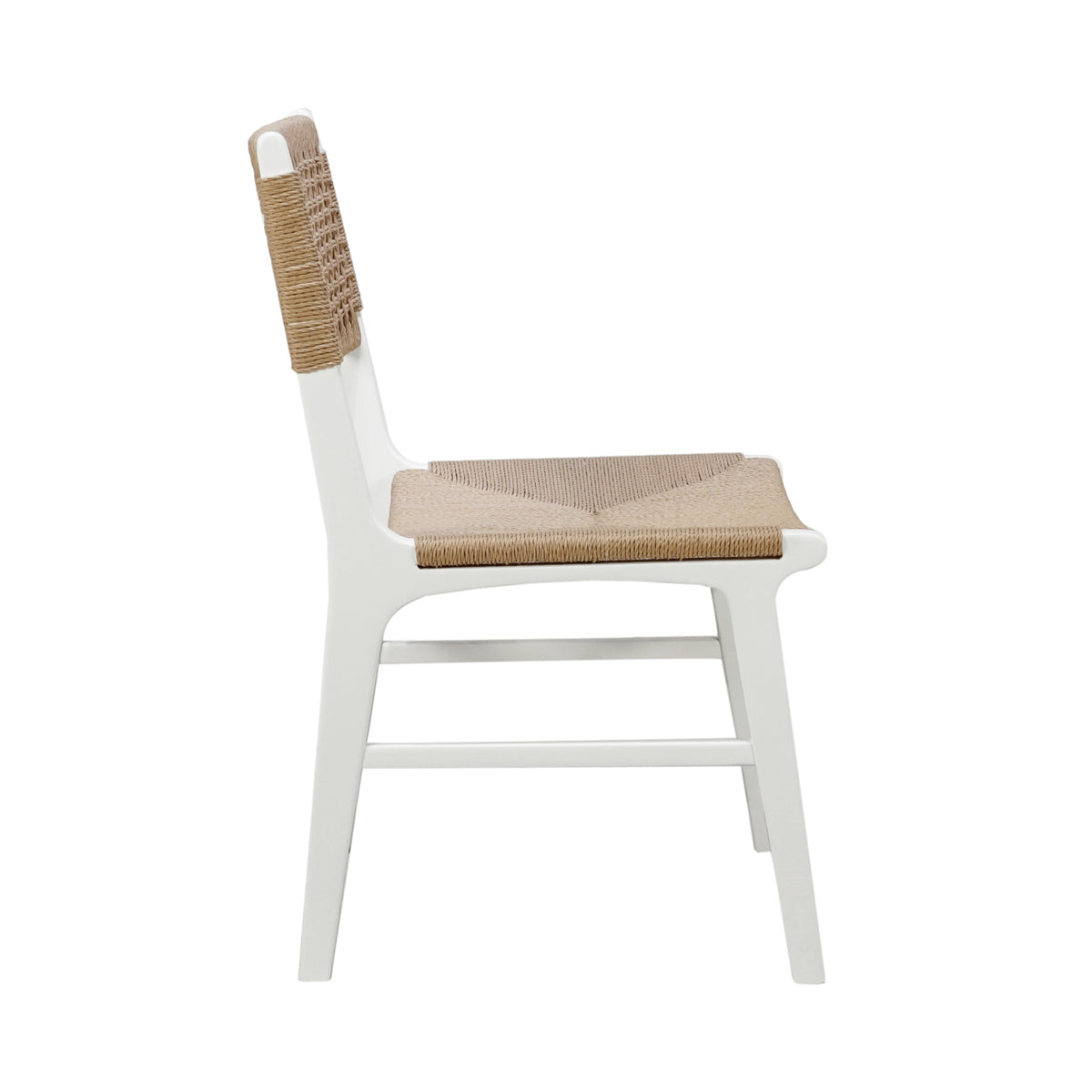 Rattan Wrapped Dining Chair in Matte White Lacquer