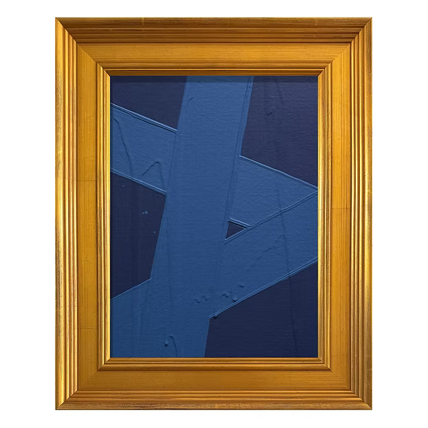 Mini Abstract Navy Cerulean Acrylic Painting