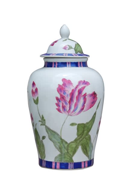 Hand Painted Flower Jar 16"