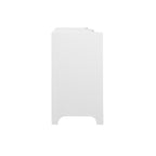 Curved Front Two Door Three Drawer Buffet in Textured White Linen with Satin Brass Ring Hardware