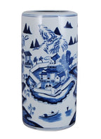 Blue and White Canton Umbrella Stand 18"