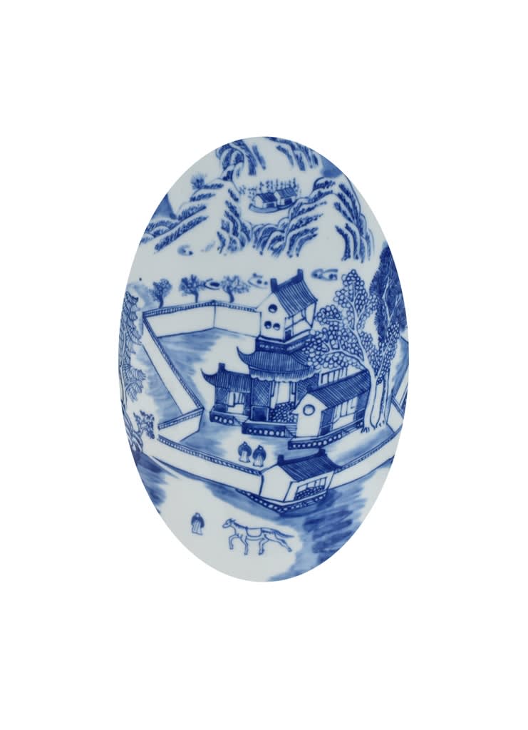 Blue and White Canton Umbrella Stand 18"