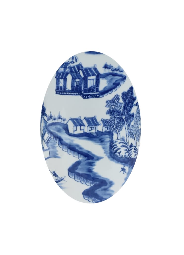Blue and White Canton Umbrella Stand 18"