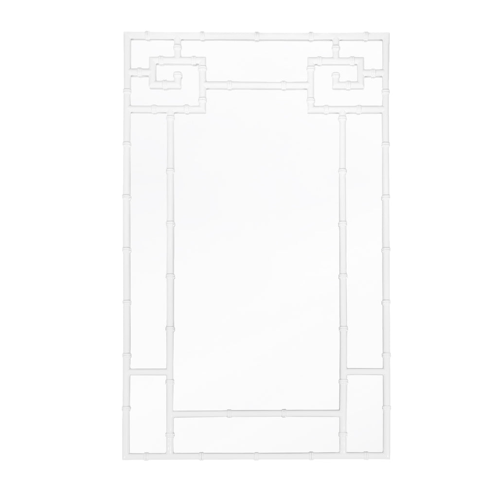 Bamboo Detail Mirror in White Lacquer