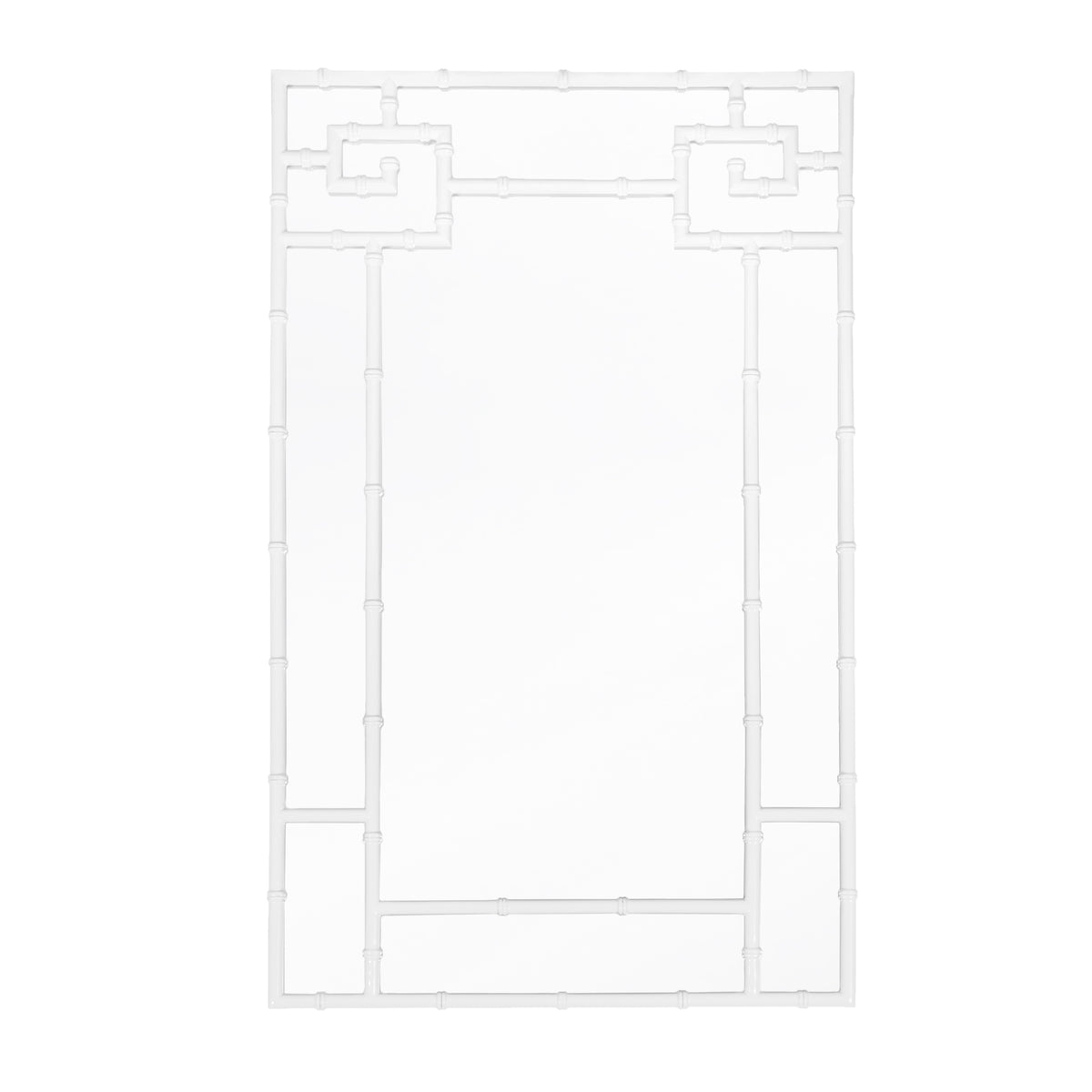 Bamboo Detail Mirror in White Lacquer