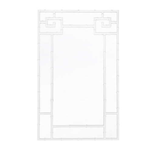 Bamboo Detail Mirror in White Lacquer