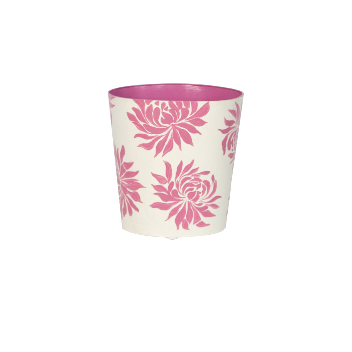 Oval Wastebasket Pink/Cream Floral