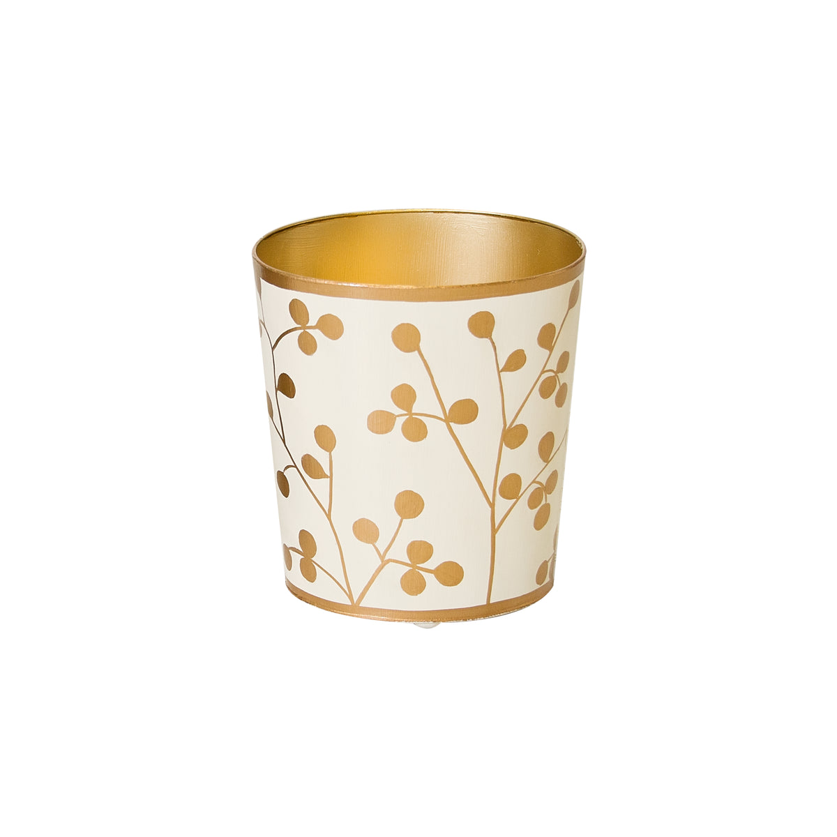 Gold and Cream Wastebasket