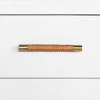 Six Drawer Chest with Rattan Wrapped Handles in Matte White Lacquer