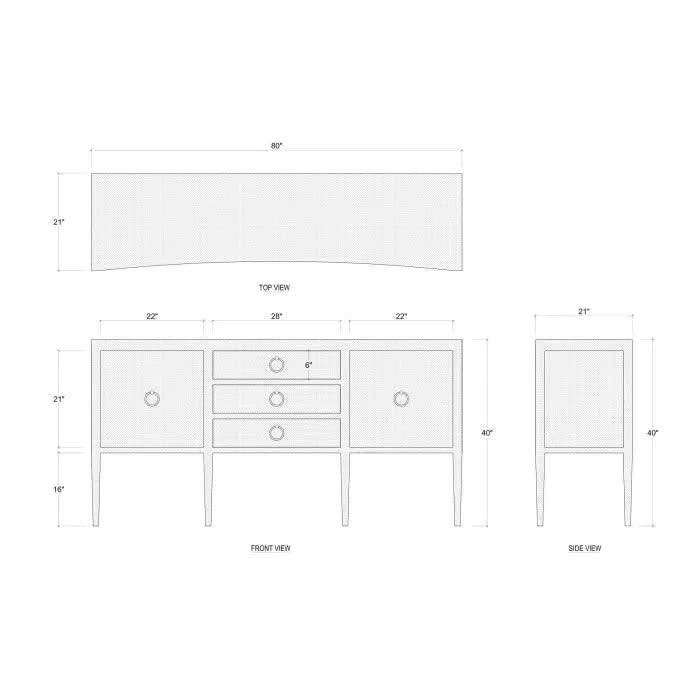 Westminster Concave Sideboard Wrapped in Pale Blue Linen